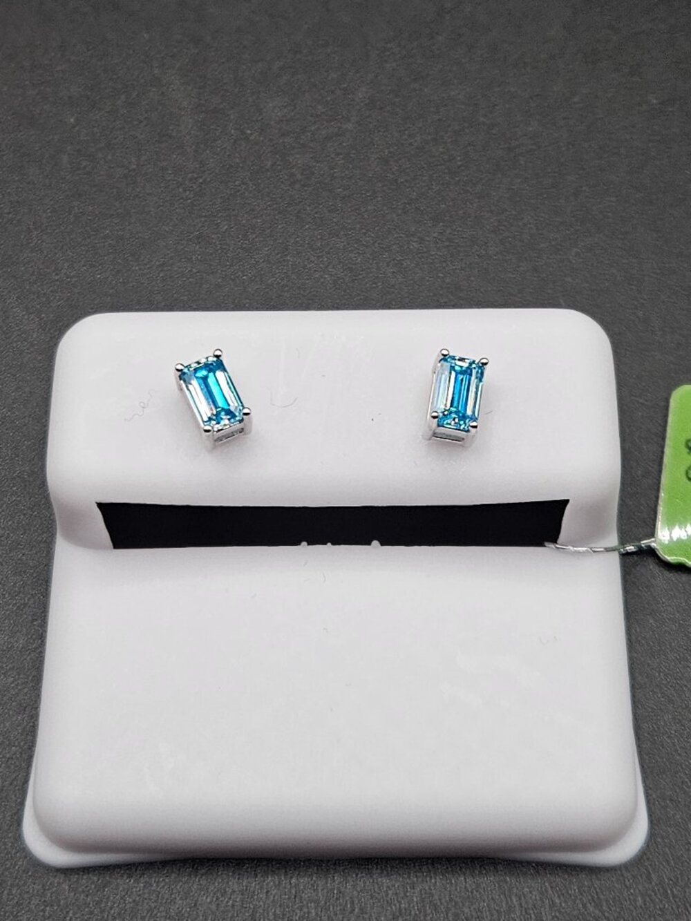 925 sterling silver aquamarine moissanite earrings emerald cut studs 0.56ctw